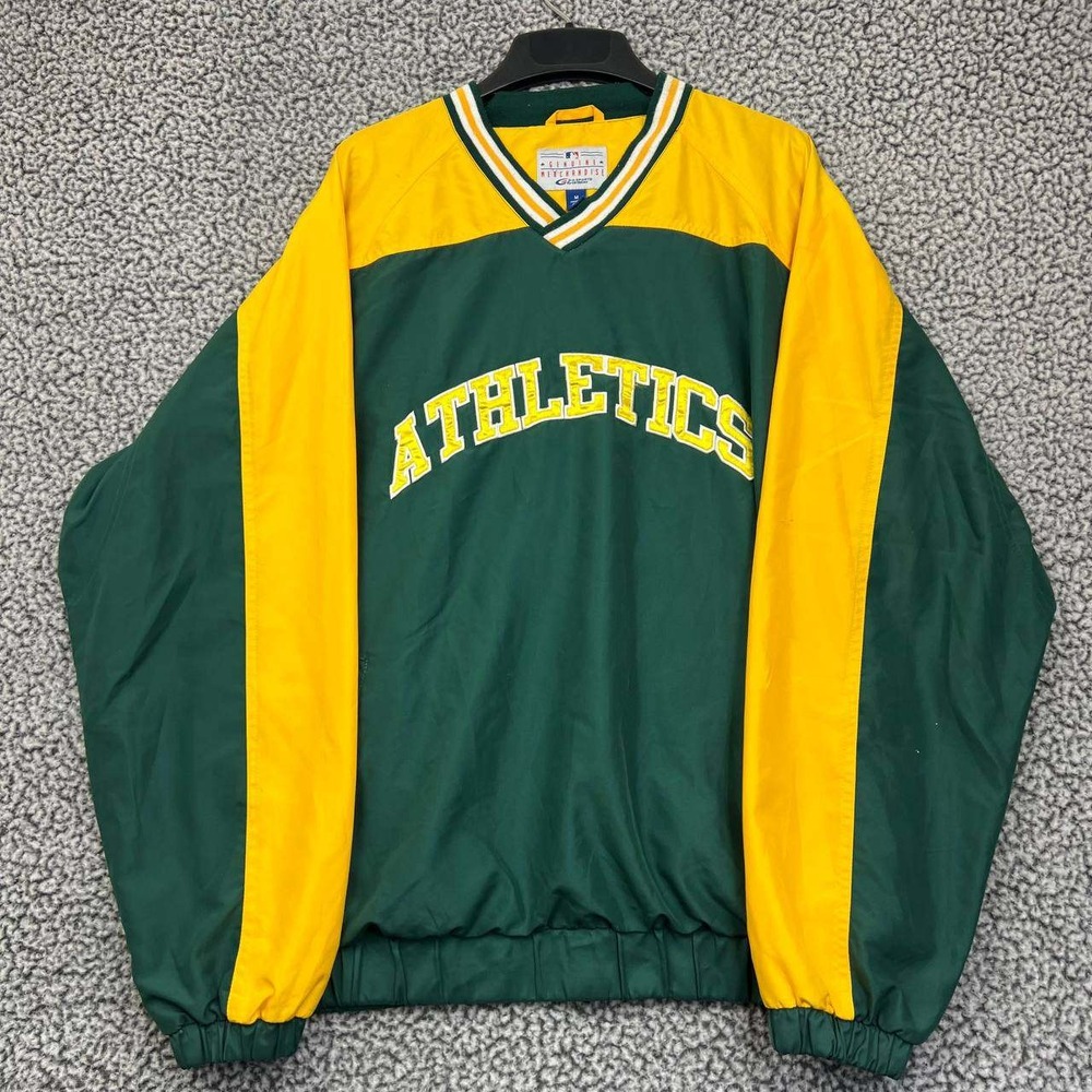 Vintage Oakland Athletics Windbreaker Jacket Men Medium‎ G-III Pullover V-Neck M